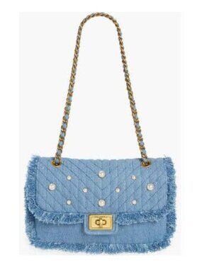 KARL LAGERFELD PARIS Medium Agyness Quilted Denim Convertible Shoulder Bag